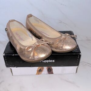 NEW hush puppies Josie rose gold metallic flat sz 10.5 toddler